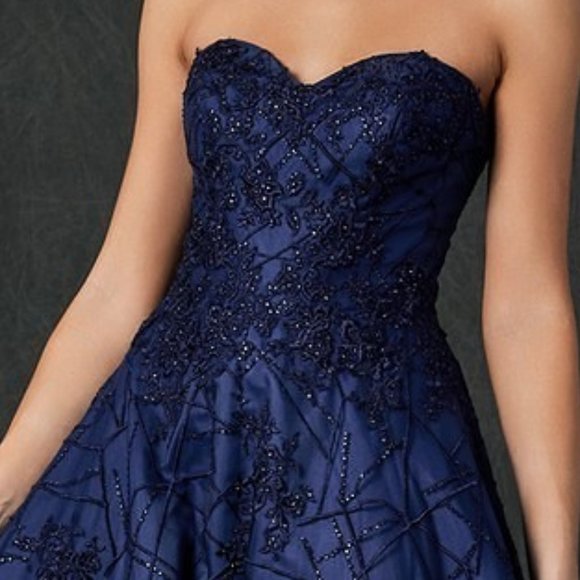 Navy Blue A-Line Glittery Evening Long Formal Maxi Gown Dress JT692 - Picture 3 of 7